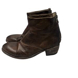 Shoto Italian Brown Distressed Calf Leather Women's Ankle Boots Size 37/6.5
